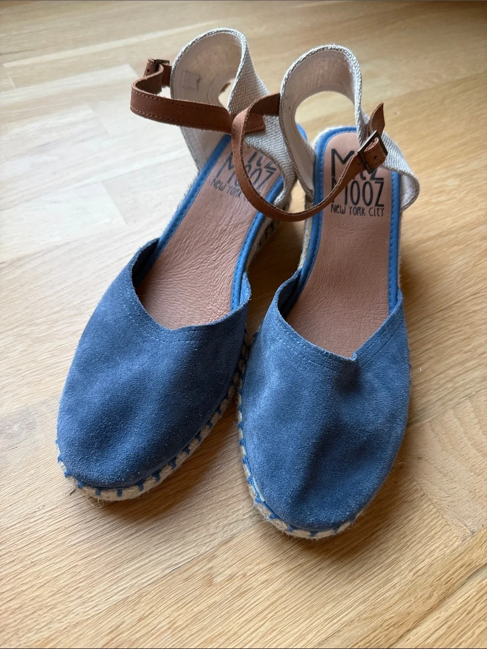 Miz Mooz Malena Blue Suede Espadrille Sandals size 41